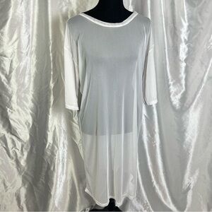 Sheer White Tunic Swim Cover-Up – Half Sleeve Resortwear – OSFM